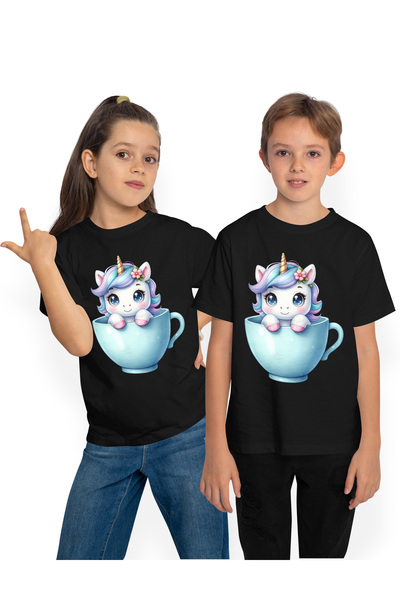 StoryGift Romania Tricou Copii Cu Un Unicorn Care Sta Intr-o Ceasca, Ilustrat...