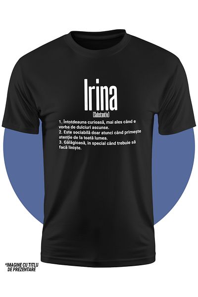 StoryGift Romania Kids Girls T-Shirt With Name Irina, and Funny Message, Curious, Sociable, Noisy 100%