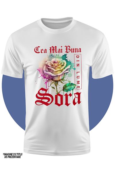 StoryGift Romania Children's T-shirt for Girls with the Text Best Sister in the World, Flower, Colorful Rose, Watercolor