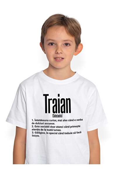 StoryGift Romania Tricou Copii Baieti Cu Numele Traian, Cu Mesaj Amuzant, Cur...