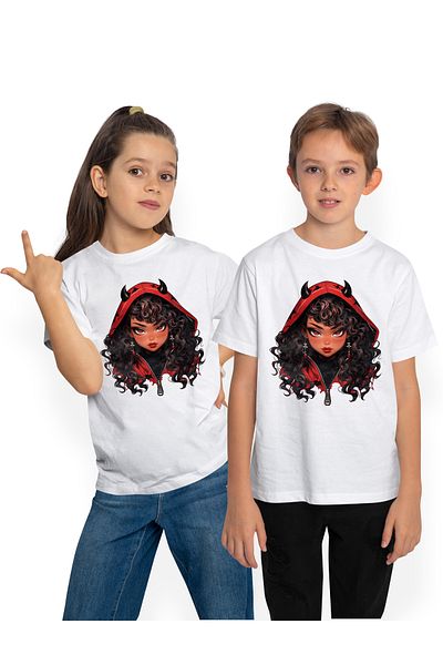 StoryGift Romania Tricou Copii Cu O Fata De Culoare Care Poarta Un Hanorac, Ilustratie, Cornite, Serioasa, P