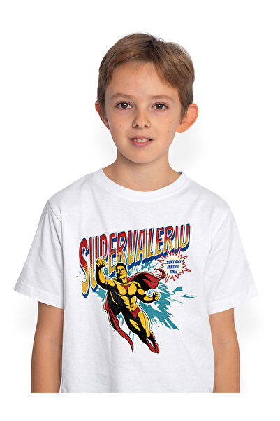 StoryGift Romania Tricou Copii Baieti Super Valeriu, Supererou Sunt Aici Pent...