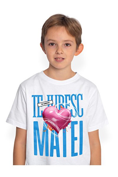 StoryGift Romania Tricou Copii Baieti Te Iubesc Matei, Dragoste, Inima, Iubir...