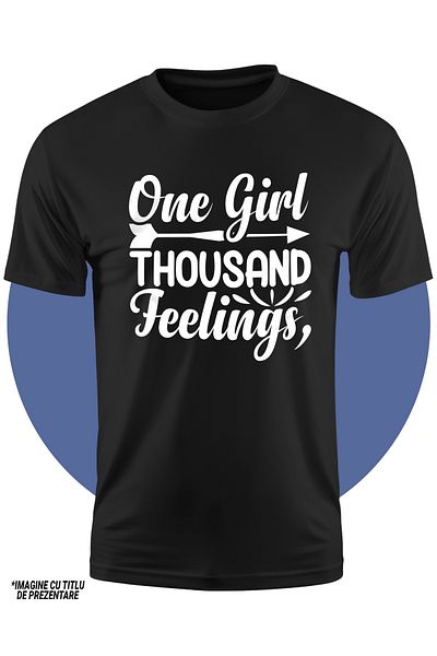 StoryGift Romania Tricou Copii Cu O Sageata Si Textul "one Girl, Thousand Feelings" - O Fata O Mie De Sentim