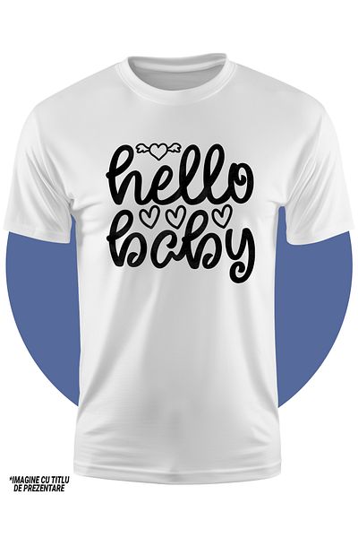 StoryGift Romania Tricou Copii Cu Inimioare Si Salutul "hello, Baby" - Buna Bebelusule 100% Bumbac, Unisex,