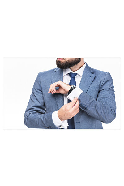 StoryGift Romania Tablou Canvas Profesionalism Si Stil Businessman In Costum Gri, Izolat Pe Fundal Alb, Reflectan