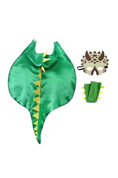 BGA Child Dinosaur Dragon Cloak Mask Set Dragon Costume for Kids Ages 3+