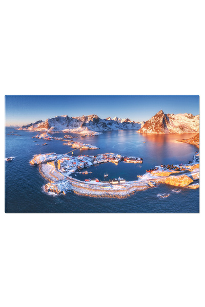 StoryGift Romania Tablou Canvas: Reine, Lofoten - Iarna Norvegiana, Fjord, Pe...