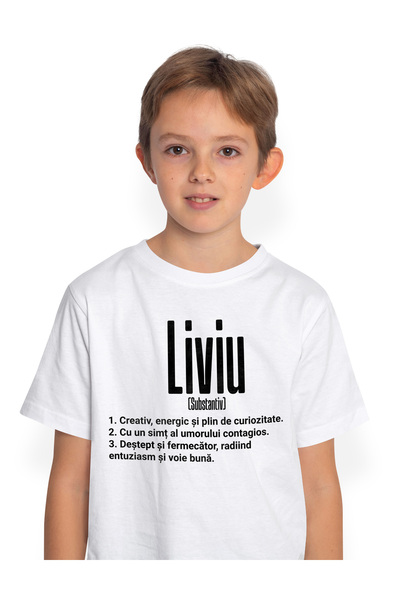 StoryGift Romania Tricou Copii Baieti Cu Numele Liviu, Cu Mesaj Motivational,...