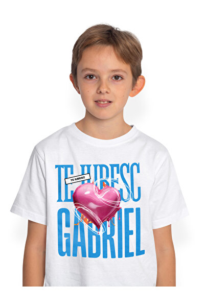 StoryGift Romania Tricou Copii Baieti Te Iubesc Gabriel, Dragoste, Inima, Iub...