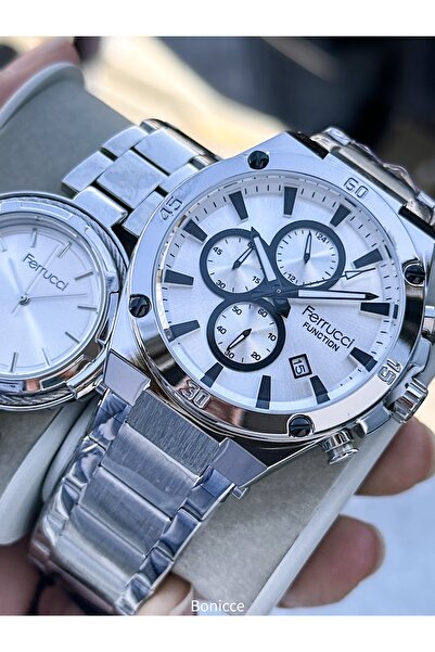 Ferrucci Brand Silver Color Steel Cord, Dear Couple Wristwatches Rosary Bracelet