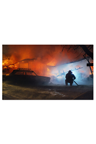 StoryGift Romania Tablou Canvas Pompier Stinge Focul Salvare, Interventie, Pe...