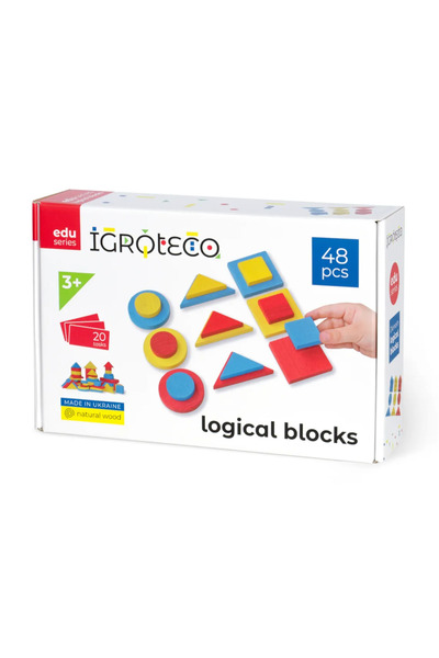 Igroteco Blocuri logice din lemn, 48 piese