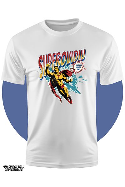 StoryGift Romania Tricou Copii Baieti Super Ovidiu, SuperErou Sunt Aici Pentru Tine 100% Bumbac, Unisex, Alb