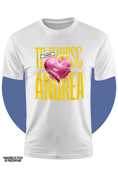 StoryGift Romania Tricou Copii Fete Te Iubesc Andrea, Dragoste, Inima, Iubire, Sfantul Valentin, Dragobete,