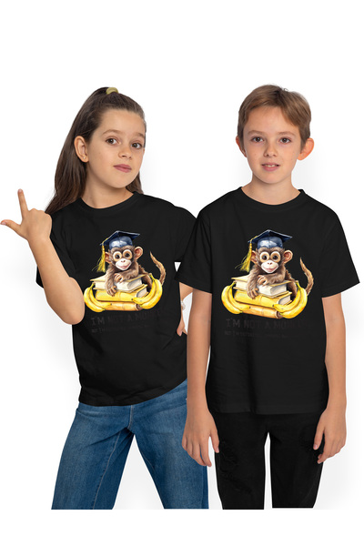 StoryGift Romania Tricou Copii Cu O Maimutica Vesela Care Are Carti Si Banane...