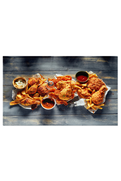 StoryGift Romania Tablou Canvas Fastfood Gustos Aranjat Pe O Masa Rustica Din...