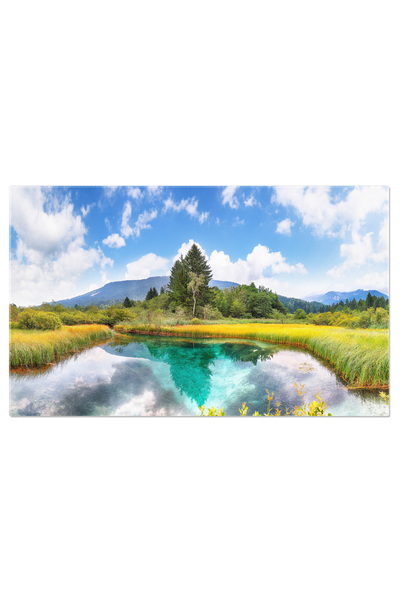 StoryGift Romania Tablou Canvas Vedere De Vara La Lacul Zelenci Cu Peisaj Fru...