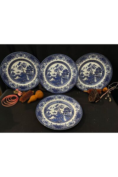 Dedemin Antikaları Antika Vintage 4'lü İngiliz Ironstone Tableware Tatlı Tabağı