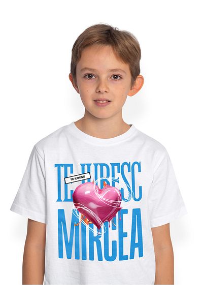 StoryGift Romania Tricou Copii Baieti Te Iubesc Mircea, Dragoste, Inima, Iubire, Sfantul Valentin, Dragobete