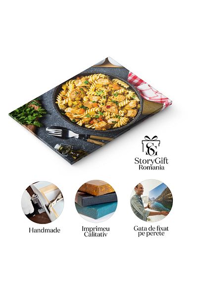 StoryGift Romania Tablou Canvas Paste Cu Pui Si Legume, Vedere De Sus Un Preparat Culinar Echilibrat Si Delicios