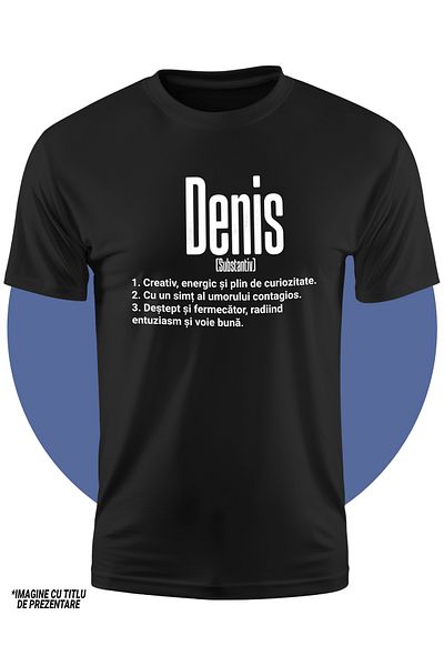 StoryGift Romania Tricou Copii Baieti Cu Numele Denis, Cu Mesaj Motivational, Creativ, Energic, Curios, Dest