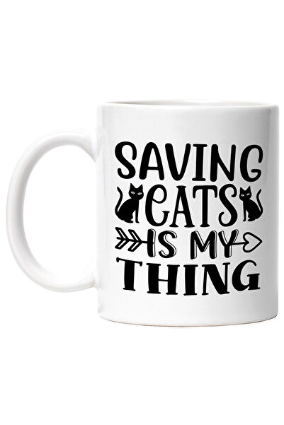 StoryGift Romania Cana cu pisici si mesajul "Salvarea pisicilor este treaba m...