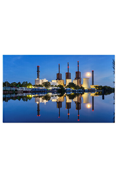 StoryGift Romania Tablou Canvas Statie De Energie In Berlin Noaptea, Urban, N...