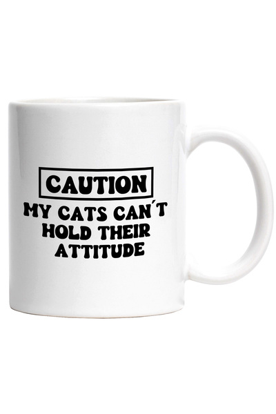 StoryGift Romania Cana cu mesajul "Atentie! Pisicile mele nu isi pot mentine ...