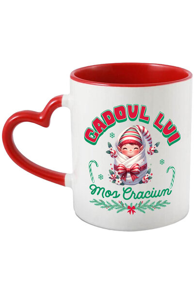 StoryGift Romania Cana cu Bebe in Paturica Cu Funda Rosie si Palarie Text Cad...