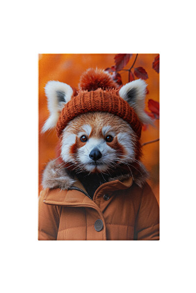 StoryGift Romania Tablou Canvas Raton Maroniu Îmbrăcat În Geacă Și Căciulă Pr...