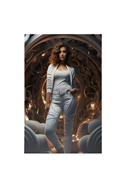 StoryGift Romania Tablou Canvas: Portret De Femeie - Imbracata In Alb Din Cap...