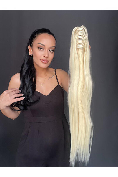 Suzan Peruk Platin Tokalı Mandallı Düz Uzun at kuyruğu postiş