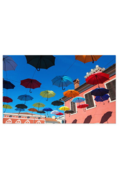 StoryGift Romania Tablou Canvas Strada Cu Umbrele Din Novigrad, Croatia, Novigrad, Istria Peninsula, Umbrele, Cul