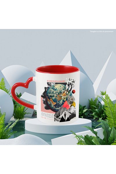 StoryGift Romania We don't have a planet to save the earth from pollution Mug, 330ml, Ceramic with Heart Handle, With,STG.