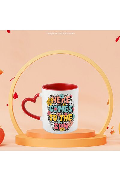 StoryGift Romania Mug with the message "Here comes to the sun", summer, vacation, relaxation, holiday, illus, With ,STG