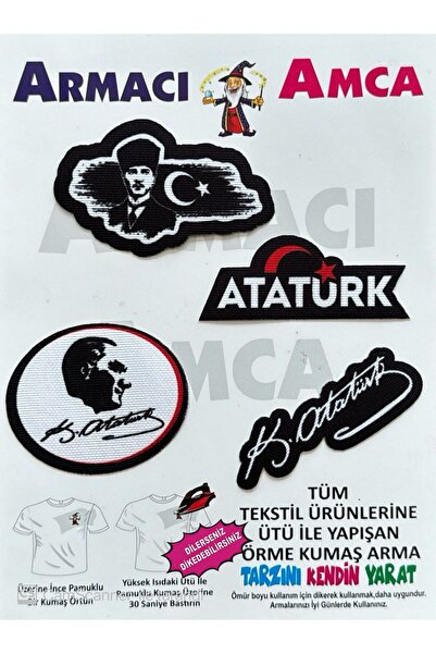 Armacı Amca Ütü İle Yapışan Örme Kumaş Arma Pratik Yama Tekstil Patch Atatürk...