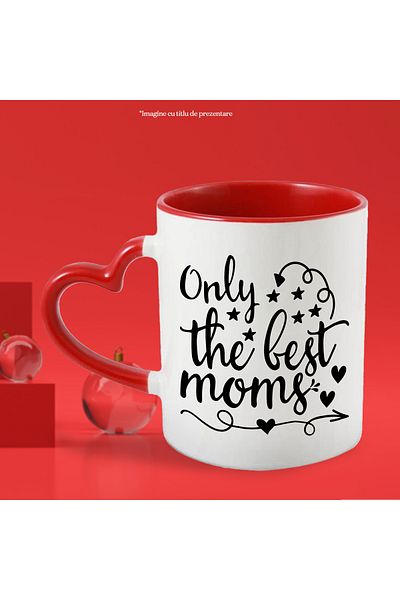 StoryGift Romania Mug with hearts and stars for the best mothers - message in English with Man, Cu, STG