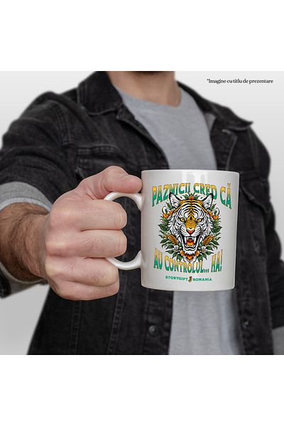 StoryGift Romania Angry tiger mug text guards think they have control, funny prison animal d, With ,STG