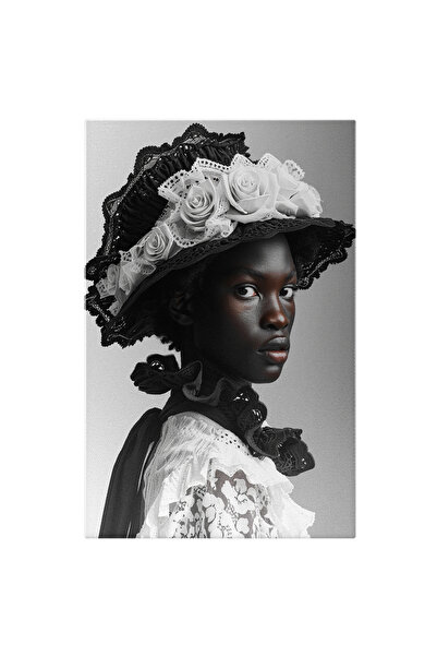 StoryGift Romania Tablou Canvas Culorile Alb-negru, O Femeie Cu Pielea Neagra...