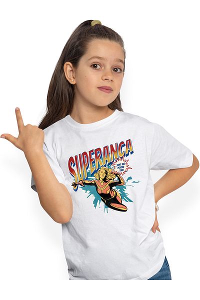 StoryGift Romania Children's T-shirt for Girls Super Anca, Superhero I'm Here for You 100% Cotton, Unisex, White, 12