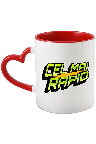 StoryGift Romania Cana cel mai rapid masina de curse viteza motor, 330ml, Ceramica cu Maner Inima , Cu Maner Inim STG