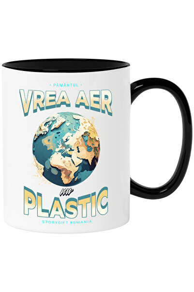 StoryGift Romania Cana pamantul vrea aer nu plastic terra poluare, 330ml, Cer...