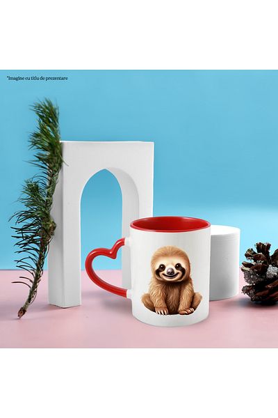 StoryGift Romania Sloth animal mug/happy sloth | illustration | big smile | playful | slow, With ,STG
