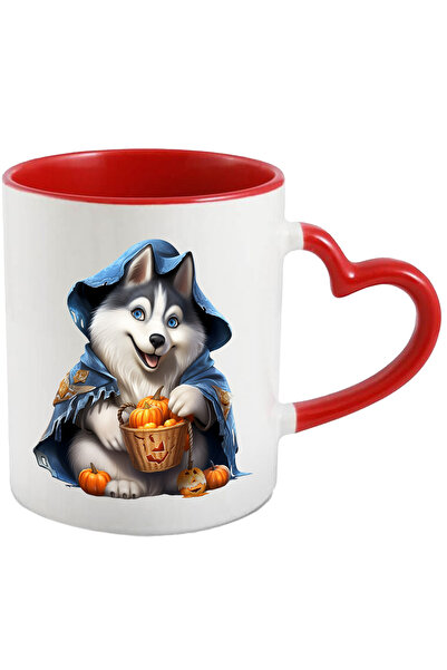 StoryGift Romania Cana cu un caine Husky | ilustratie | Halloween | dovleci |...