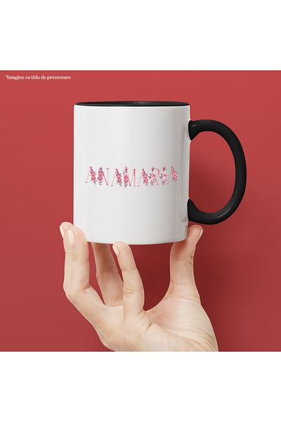 StoryGift Romania Mug With Name Anamaria, Floral, Colorful, Creative, Beautiful, Unique, 330ml, Ceramics, With