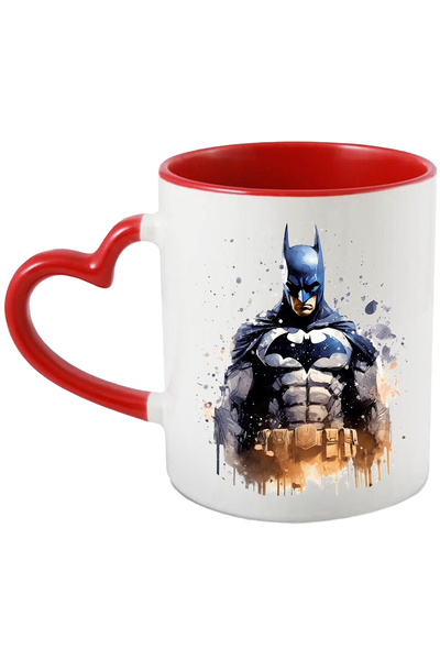 StoryGift Romania Cana Cu Batman, DC, Supererou, Costum, Liliac, Curea, Multicolor 330 ml, Ceramic, Cu Maner Inim STG