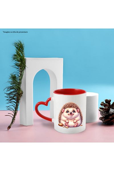 StoryGift Romania Mug with a cheerful hedgehog standing idle | illustration | thorns | happiness | greetings, With ,STG.