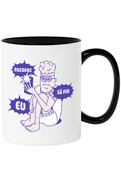 StoryGift Romania Cana tip cu telefon bucuros a fiu eu, 330ml, Ceramica cu Ma...