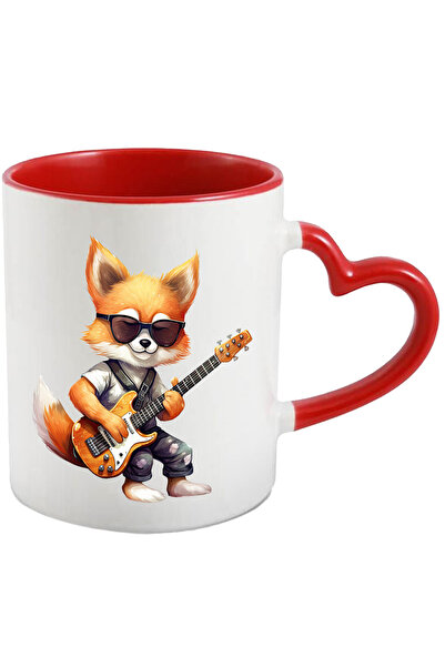 StoryGift Romania Cana cu un vulpoi care canta la chitara | ilustratie | instrument muzical | melo, Cu Maner Inim STG